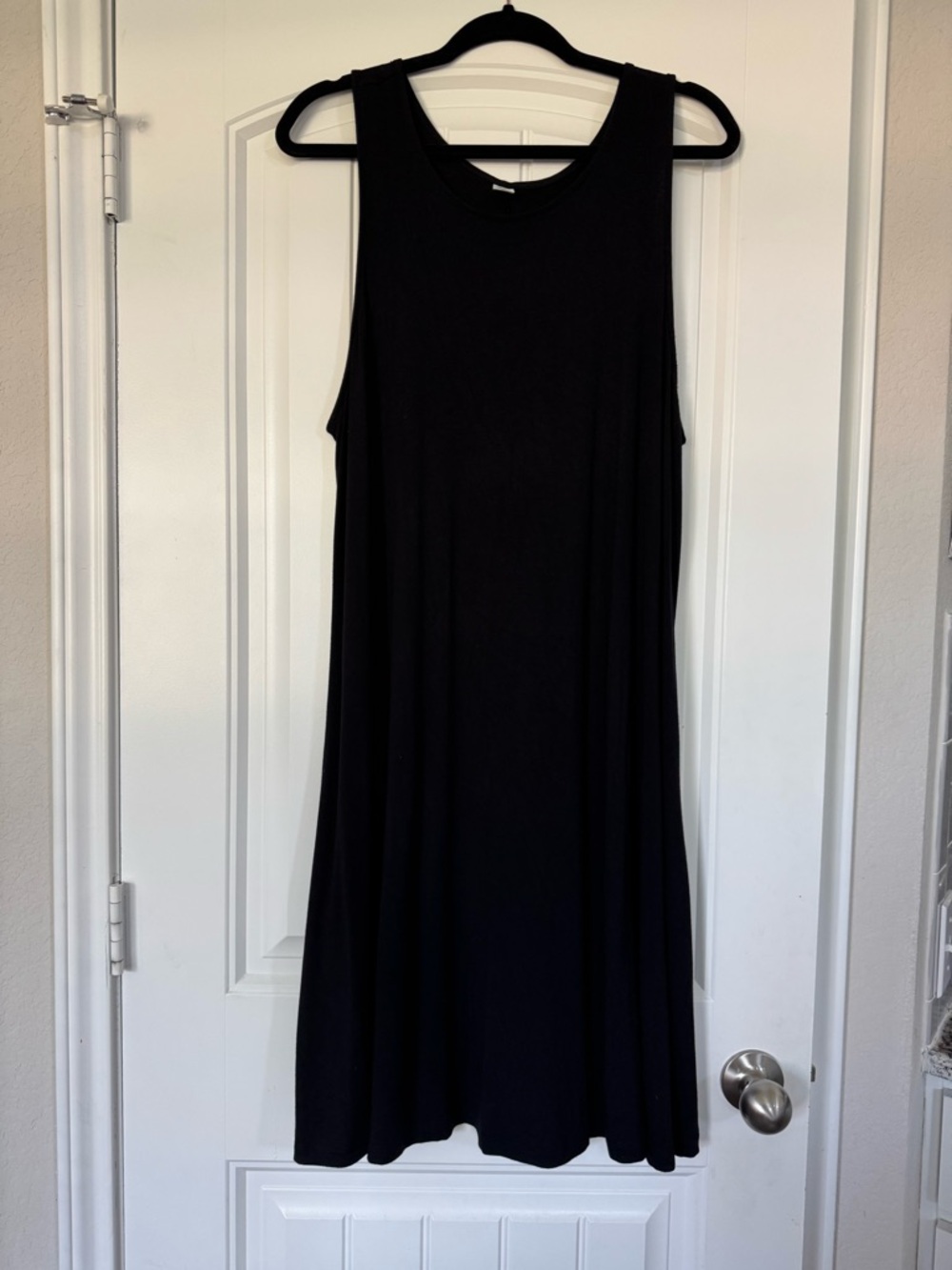 Old Navy Black Jersey Sleeveless Trapeze Swing Dress Round Neck Long XL Tall